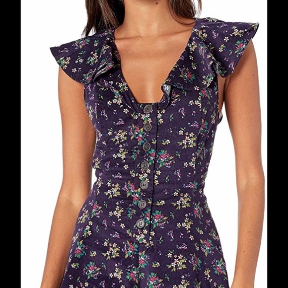 NWOT Free People size XS violet vision cord romper - Picture 9 of 9